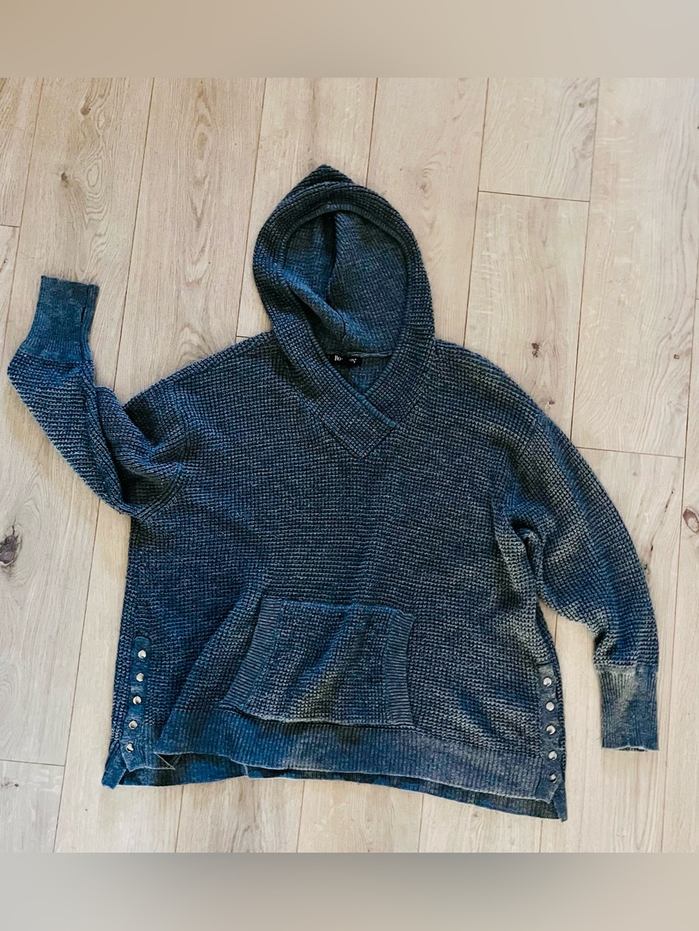Cozy Hooded Knit Sweater - Charcoal Gray Roaman’s 26/28 fall vibes women’s plus